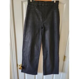 RAILS The Getty High Rise Wide Leg Jeans Size 28 Coated Waxed Black Denim Edgy
